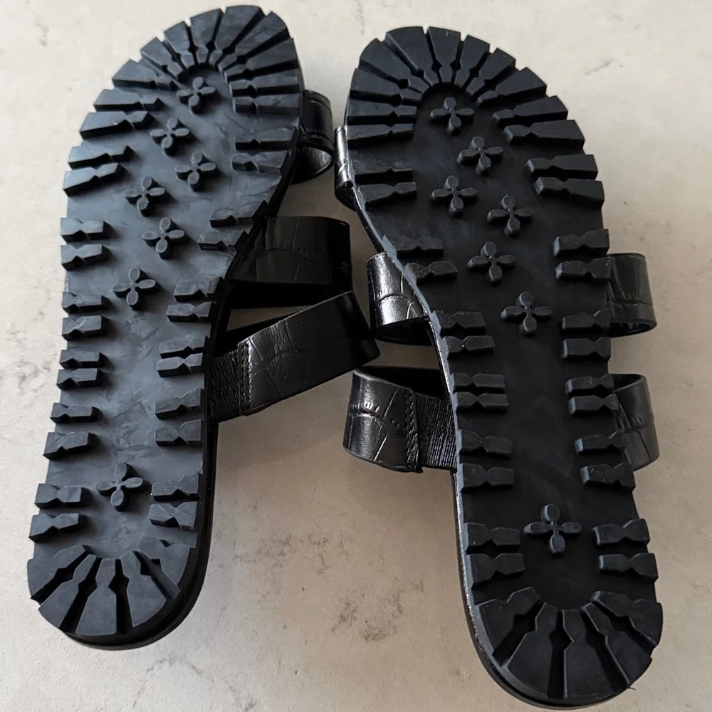 Zac Posen Black Croc-Embossed Sandals NWOB size 7